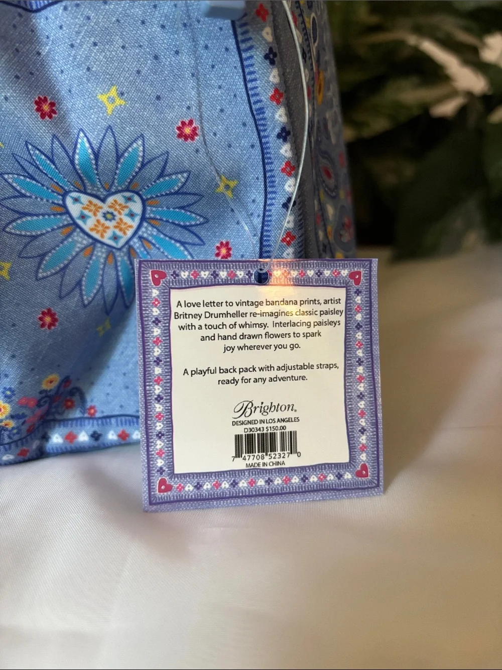 Brighton Blue Embroidered Bandana-Print LOVE Backpack